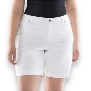 Sonoma Life Style Size 14 White Denim Bermuda Mid Rise Comfort Stretch Shorts